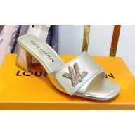 Louis Vuitton Heel 5.5cm Shake Mules in Metallic lambskin Gold 2023