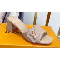 Louis Vuitton Heel 5.5cm Shake Mules in Patent calf leather Nude 2023