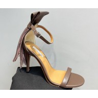Aquazzura Heel 9.5cm Whip-It Fringe Leather Sandals Coffee 2023
