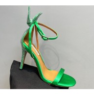 Aquazzura Heel 10.5cm Bow Tie Crystal Sandals Green 2023