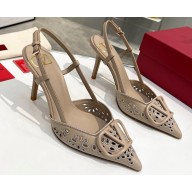 Valentino Heel 8.5cm VLogo Signature Slingback Pumps Hole Nude 2023