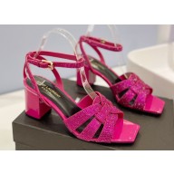 Saint Laurent Heel 6.5cm Tribute Sandals in Crystal Fuchsia