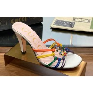 Gucci Heel 9cm Slide Sandals Multicolor with crystals Interlocking G 2023
