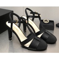 Chanel Heel CC Logo Lambskin and Grosgrain Open Shoes G39016 Black 2023