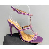 Aquazzura Heel 9.5cm Cha Cha Cha Crystal Sandals Metallic Purple 2023