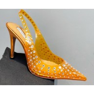 Aquazzura Heel 10.5cm PVC Starburst Crystal Slingback Pumps Yellow 2023
