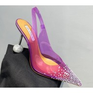 Aquazzura Heel 8.5cm PVC Yes Darling Crystal Slingback Pumps Purple 2023