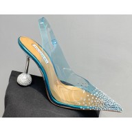 Aquazzura Heel 8.5cm PVC Yes Darling Crystal Slingback Pumps Blue 2023