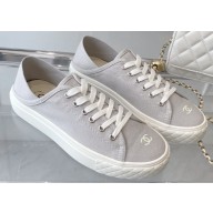Chanel Front CC Logo Canvas Sneakers Gray 2023