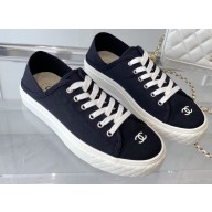 Chanel Front CC Logo Canvas Sneakers Black 2023