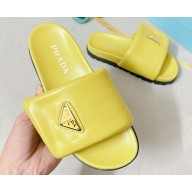 Prada Soft padded nappa leather slides 1XX648 Yellow 2023