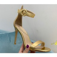 Gianvito Rossi Heel 10.5cm Portofino Sandals with Buckle-covered Anklet Strap Leather Gold 2023