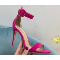 Gianvito Rossi Heel 10.5cm Portofino Sandals with Buckle-covered Anklet Strap Suede Fuchsia 2023