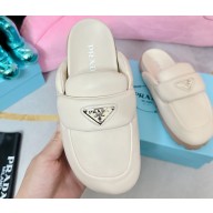 Prada Soft padded nappa leather sabots 1S084N Creamy 2023