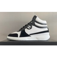 Chanel CC Logo High Top Sneakers Fabric and Suede Calfskin 03 2023
