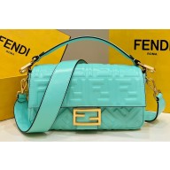 Fendi Nappa Leather Medium Baguette Bag Turquoise Green 2023