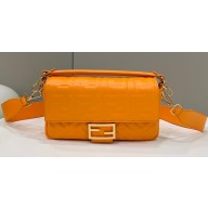 Fendi Nappa Leather Medium Baguette Bag Orange 2023