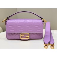 Fendi Nappa Leather Medium Baguette Bag Purple 2023
