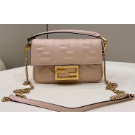 Fendi Nappa Leather Mini Baguette Bag Pale Pink 2023