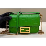 Fendi Nappa Leather Mini Baguette Bag Green 2023