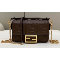 Fendi Nappa Leather Mini Baguette Bag Coffee 2023