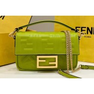 Fendi Nappa Leather Mini Baguette Bag Acid Green 2023