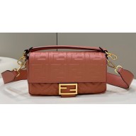 Fendi Nappa Leather Medium Baguette Bag Dark Pink 2023
