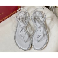 Rene Caovilla Flat flip flops Jewelled Sandals CHANDELIER with Crystals Silver 2023