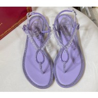 Rene Caovilla Flat flip flops Jewelled Sandals CHANDELIER with Crystals Purple 2023