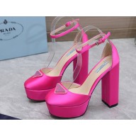 Prada Heel 12.5cm platform 2.5cm Ankle-Strap Pumps Satin Fuchsia 2023
