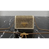 Prada Cardholder with shoulder strap and crystals Bag 1MR024 Gold 2023