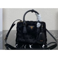 Prada Galleria Shearling Mini bag 1BA906 Black 2023