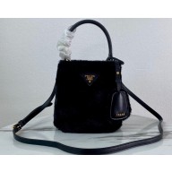 Prada Panier Shearling Mini bag 1BA373 Black 2023