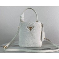 Prada Panier Shearling Mini bag 1BA373 White 2023