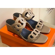 Hermes Figari 55 sandals with Chaine d'Ancre straps Etoupe