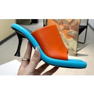 JW Anderson Heel 9cm Bumper-tube Leather Mules Orange/Blue 2023