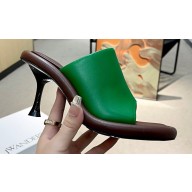 JW Anderson Heel 9cm Bumper-tube Leather Mules Green/Coffee 2023