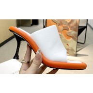JW Anderson Heel 9cm Bumper-tube Leather Mules White/Orange 2023