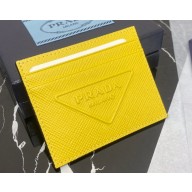 Prada Saffiano leather card holder 2MC223 Embossed triangle logo Yellow 2023