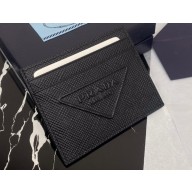 Prada Saffiano leather card holder 2MC223 Embossed triangle logo Black 2023