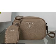 Prada leather shoulder Bag 1BH182 Gray 2023