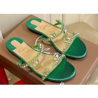 Christian Louboutin Just Queenie crystal-embellished PVC Sandals Green 2023