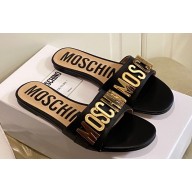 Moschino Metal Logo flat sandals Black 2023