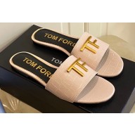 TOM FORD TF crocodile embossed leather slide sandals Beige 2023