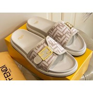 Fendi Feel slides with FF Baguette buckle White 2023