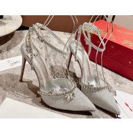 Christian Louboutin Heel 10cm Marykate Queen Pumps Glittered Silver