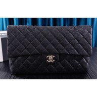 Chanel Maxi Clutch Bag in Grained Calfskin Black 2023