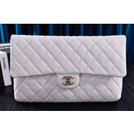 Chanel Maxi Clutch Bag in Grained Calfskin White 2023