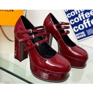 Louis Vuitton Heel 11.5cm Platform 4.5cm Fame Pumps Glazed calf leather Burgundy 2023