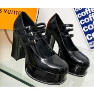 Louis Vuitton Heel 11.5cm Platform 4.5cm Fame Pumps Glazed calf leather Black 2023